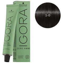 Schwarzkopf Igora Zero AMM 1-0 Black Natural 60ml + Igora 20 Vol 6% Developer 1000ml Combo