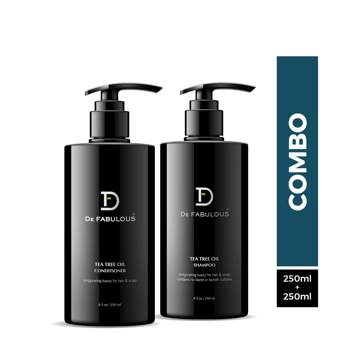 De Fabulous Tea Tree Oil Shampoo & Conditioner 250ml - Comb |All hair types | Scalp Health | Sulphate Free