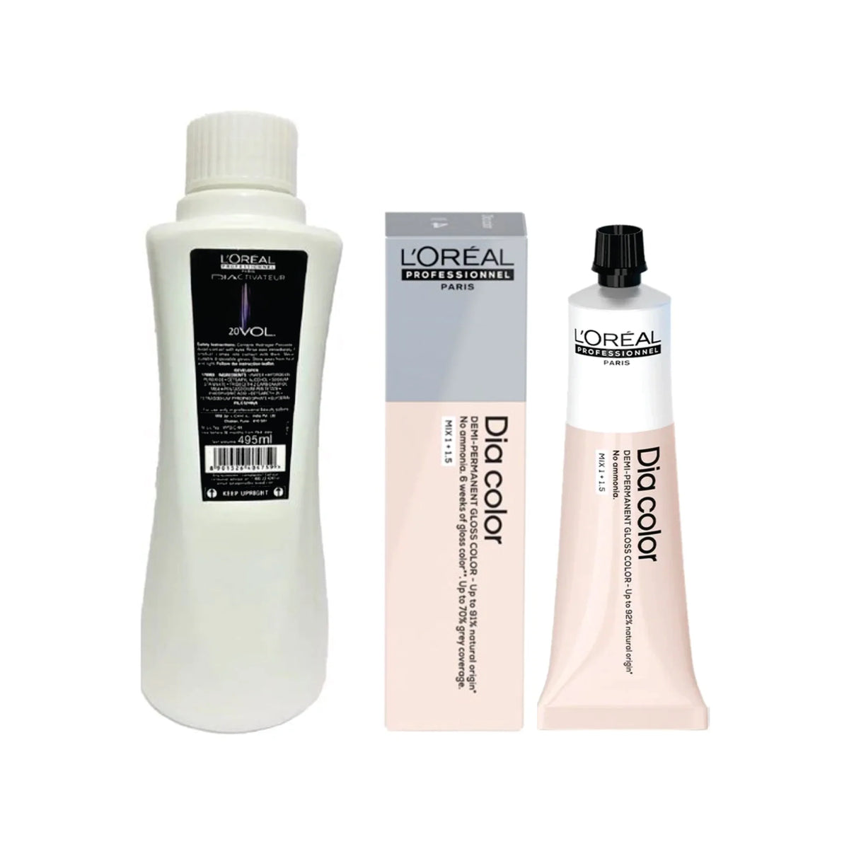 Loreal Paris Professional Dia Color Ammonia Free Hair Color 5.5 Light Mahogany Brown 60ml + 20 Vol Developer 495ml