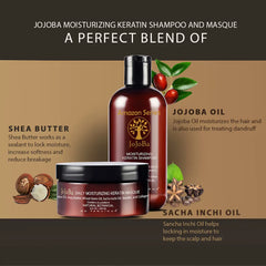 Amazon Series Jojoba Moisturizing Keratin Shampoo and Masque Combo Pack - Perfect blend of Shea Butter, Jojoba Oil, Sacha Inchi Oil