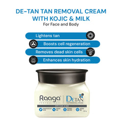 Raaga Professional De-Tan Tan Removal Cream with Kojic and Milk 72 g (12 g x 6 sachets)