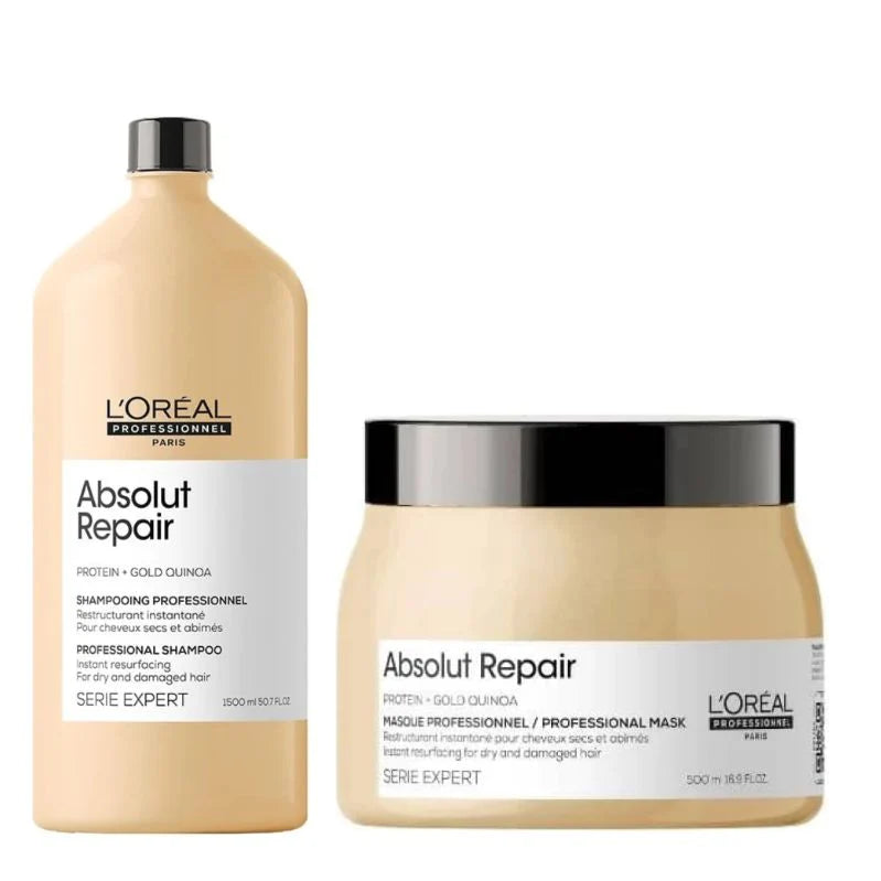 L'Oreal Professionnel Serie Expert Absolut Repair Shampoo + Mask Combo Provides Deep Conditioning & Strength (1500ml + 500 gm)