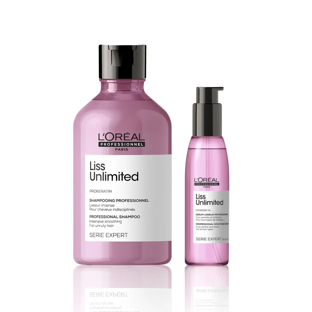 L'Oreal Professionnel Serie Expert Liss Unlimited Shampoo + L'Oreal Professionnel Serie Expert Liss Unlimited Smoother Serum (300ml + 125ml) Combo