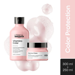 L'OREAL PROFESSIONNEL PARIS Vitamino Color Shampoo 300Ml & Hair Mask 250Gm Combo With Resveratrol For Color-Treated Hair, Serie Expert (Pack Of 2)