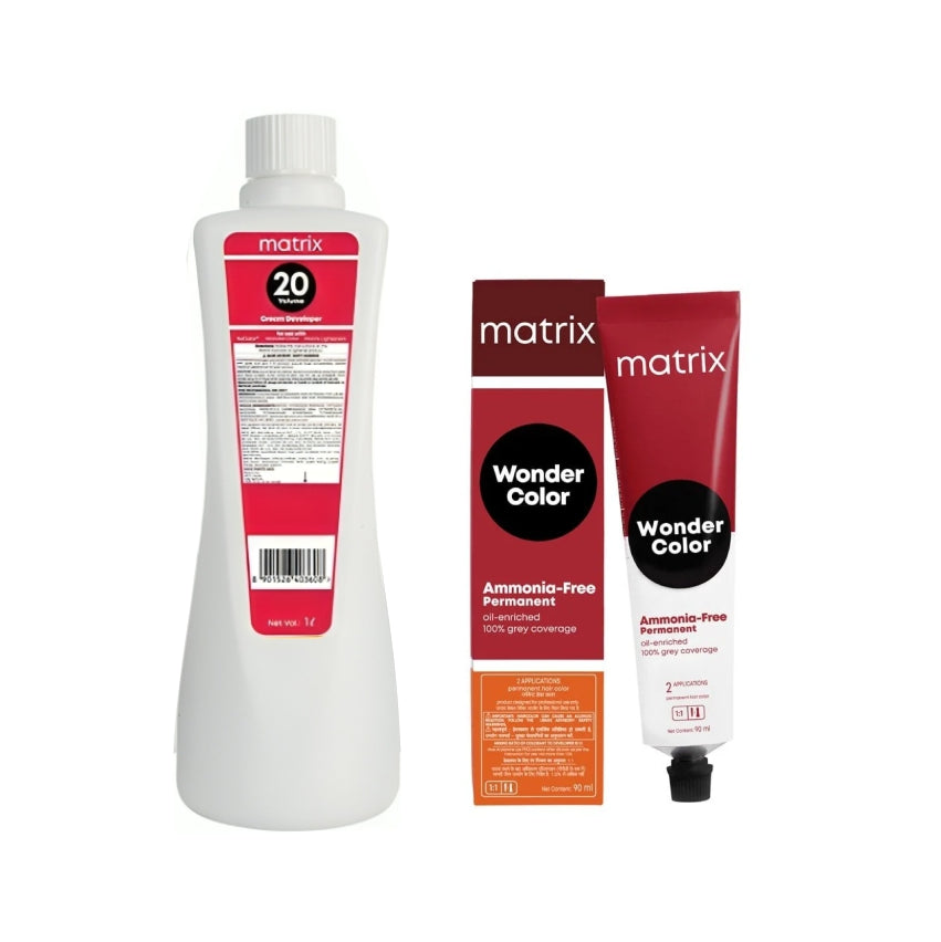 Matrix Wonder Color Ammonia Free Permanent Hair Color 5.0 5N (Light Brown) 90g + 20 Vol Developer 1000ml Combo