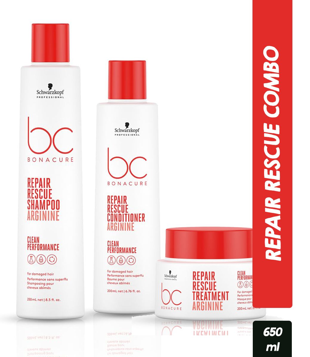 Schwarzkopf Professional BC Bonacure Repair Rescue Shampoo with Arginine Combo (Shampoo + Conditioner + Treatment)