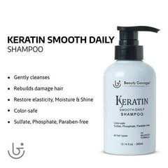 Beauty Garage Keratin Smooth Daily Shampoo, 300 ml | Sulfate Free