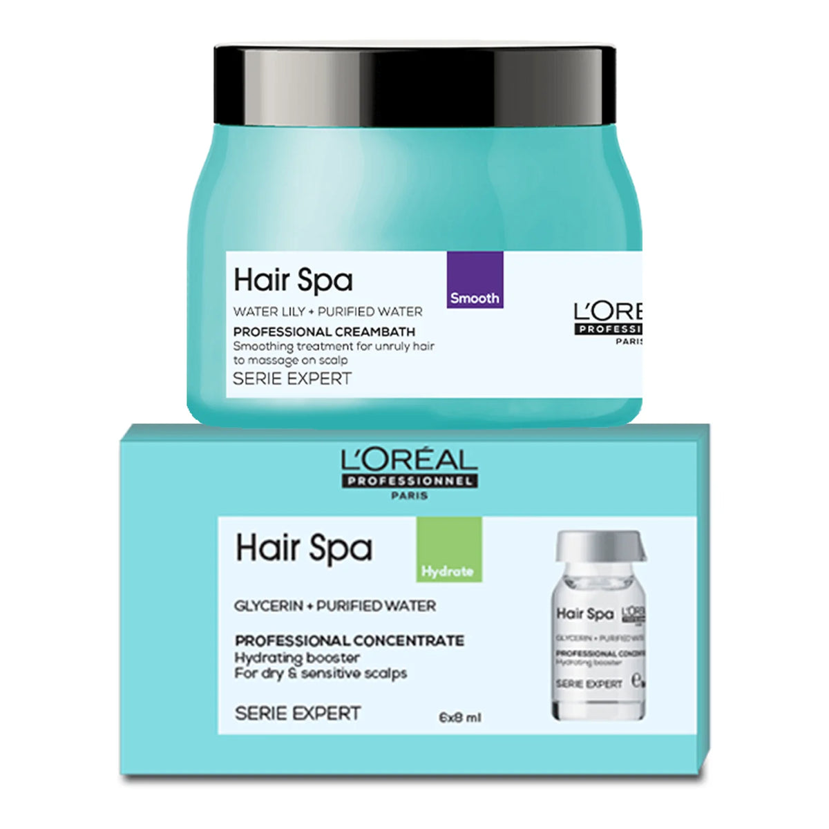 Loreal Hair Spa Smoothing Cream bath + Hydrating Ampules For Anti-Dandruff 6Pc Combo