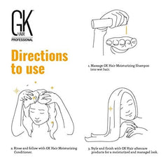 GK HAIR Global Keratin Moisturizing Shampoo 300ml For Dry And Frizzy Hair - Sulfate And Paraben Free