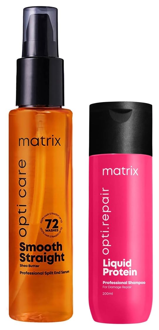 MATRIX Opti.Care Professional ANTI-FRIZZ Hair Serum | with Shea Butter (100ml) & Matrix Opti.Repair Professional Liquid Protein Shampoo, 200ml Combo