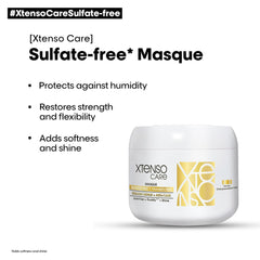 L'Oréal Professionnel Xtenso Care Sulfate-free* Masque | For all hair types | Gently cleanses, controls frizz and adds shine | With Keratin Repair and Asta-Care *without sulfate surfactants 196g