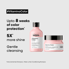 L'OREAL PROFESSIONNEL PARIS Vitamino Color Shampoo 300Ml & Hair Mask 250Gm Combo With Resveratrol For Color-Treated Hair, Serie Expert (Pack Of 2)