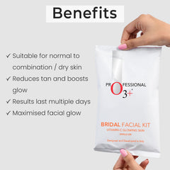 O3+ Bridal Facial Kit Vitamin C for Glowing Skin and Radiant Complexion Suitable for All Skin Types (136g, Single Use)