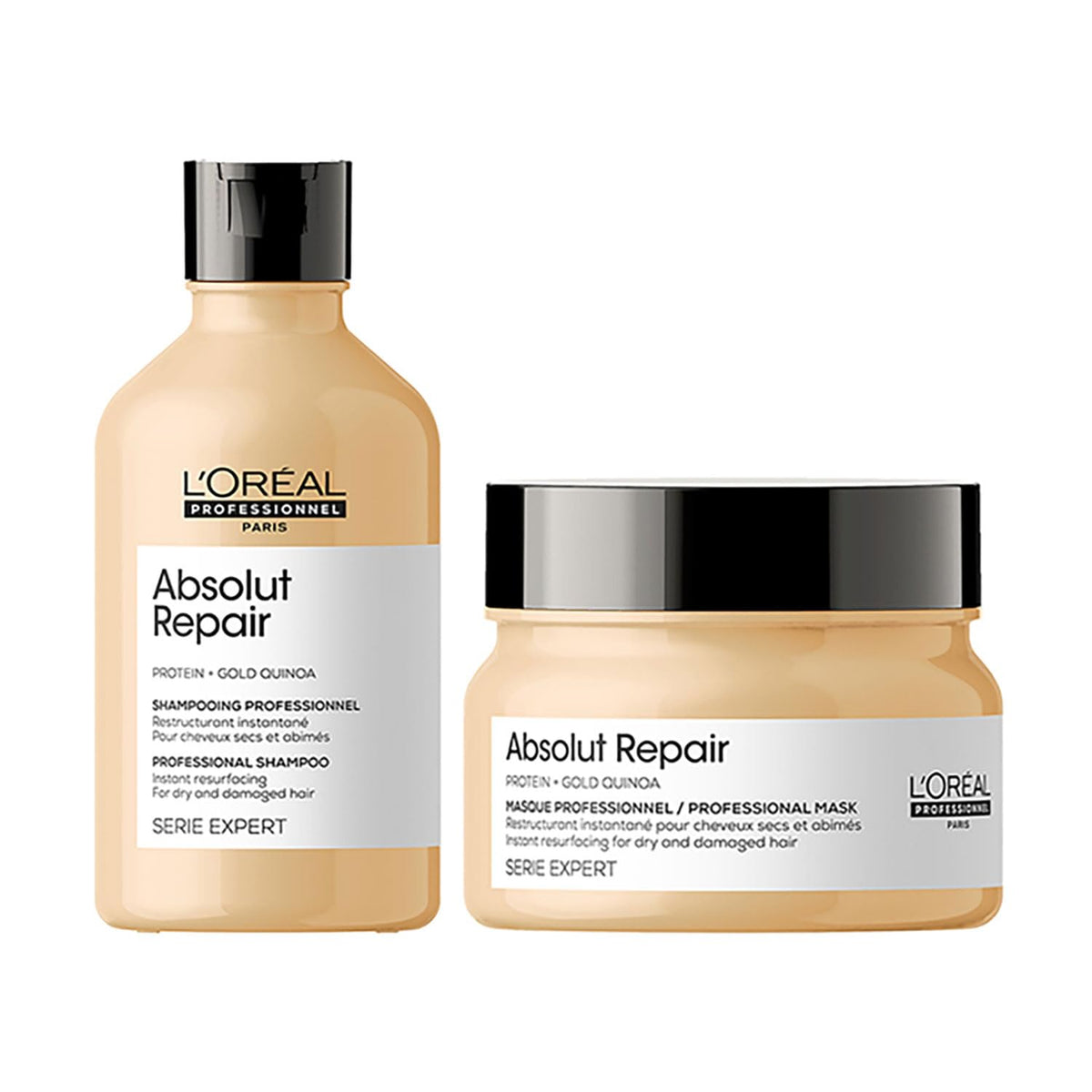 L'Oreal Professionnel Serie Expert Absolut Repair Shampoo + Mask Combo Provides Deep Conditioning & Strength (300ml + 250 gm)