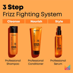 Matrix Opti.Care Professional Shampoo + Conditioner + Serum Combo for Salon Smooth Straight Hair | Control Frizzy Hair for up to 4 Days | With Shea Butter | No Added Parabens (200 ml + 98 g + 100 ml )