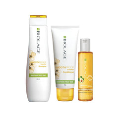 Biolage Smoothproof Professional 3-Step Regime Used in Salons | Shampoo + Conditioner + Serum for Frizz-Free Hair for up to 72 HRS | With Camellia Flowers | No Added Parabens (200ml + 98g + 100 ml)