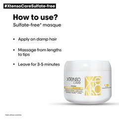 L'Oréal Professionnel Xtenso Care Sulfate-free* Masque | For all hair types | Gently cleanses, controls frizz and adds shine | With Keratin Repair and Asta-Care *without sulfate surfactants 196g