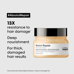 L'oreal Professionnel Paris Serie Expert Absolut Repair Mask, 250ml - 8901526509355 - 13x resistance to hair damage, deep nourishment, For Thich, Damaged hair