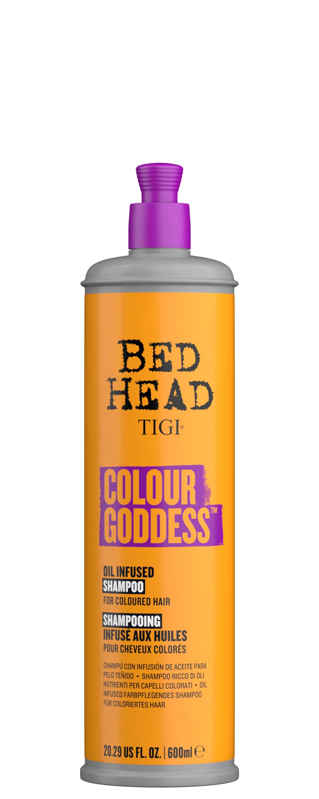 Bed Head TIGI Colour Goddess Oil Infused Shampoo For Coloured Hair, Colour Protection Shampoo Infused With Coconut and Almond Oil, 600ml