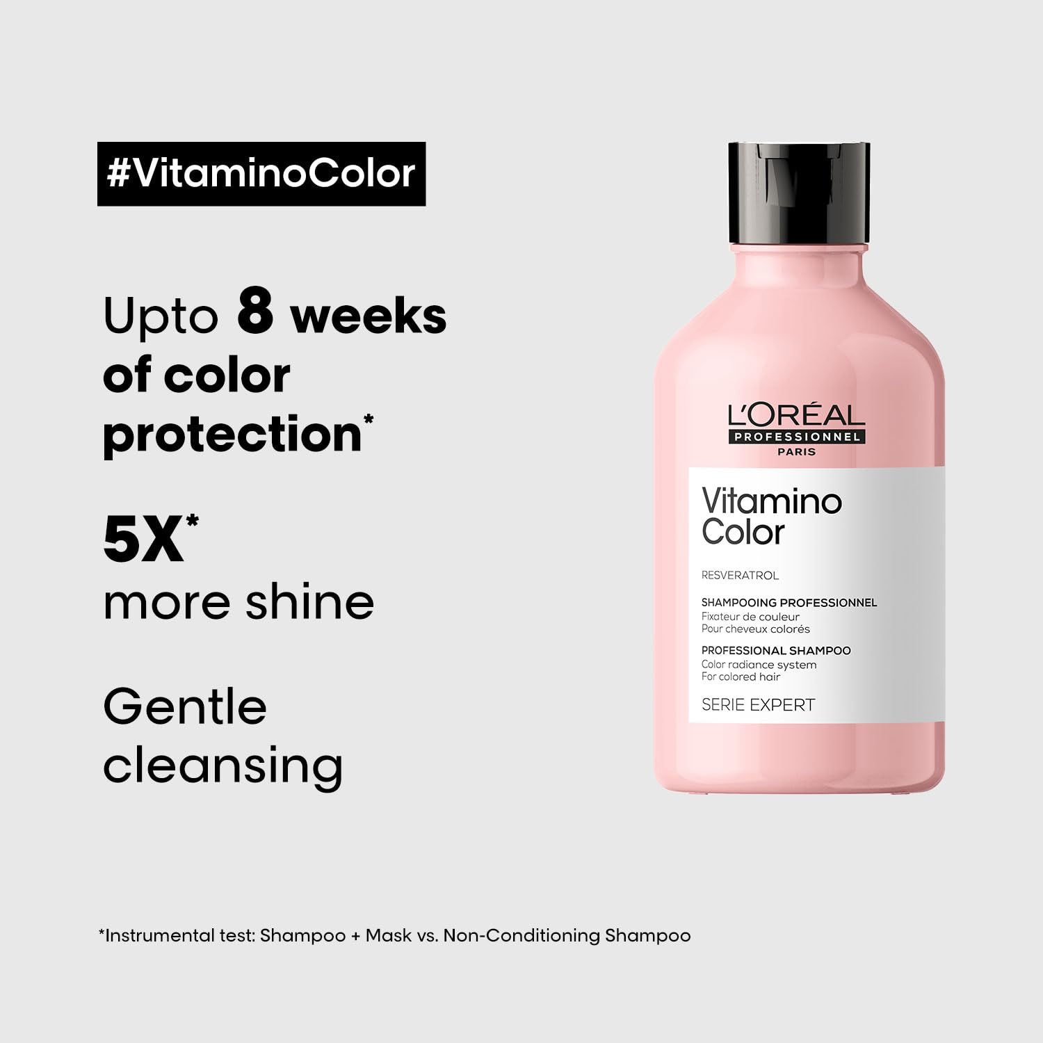 L'Oréal Professionnel Vitamino Color Shampoo For Coloured Hair, 300ML - 8901526509225 - up to 8 weeks of color protection, 5X more shine, gentle Cleansing