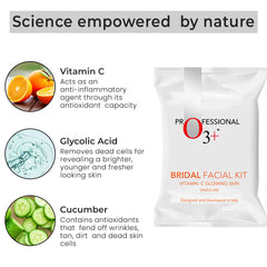 O3+ Bridal Facial Kit Vitamin C for Glowing Skin and Radiant Complexion Suitable for All Skin Types (136g, Single Use)