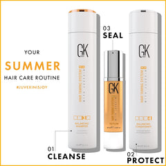 GK Hair Balancing Shampoo And Conditioner 300ml I With Gk Argan Oil Serum 50ml I For Oily Scalp Restores Natural Hair Oil & Scalp pH Level For Smoother & Shinier Hair With 100% Natural Keratin & Plant Extracts - Sulphate And Paraben Free